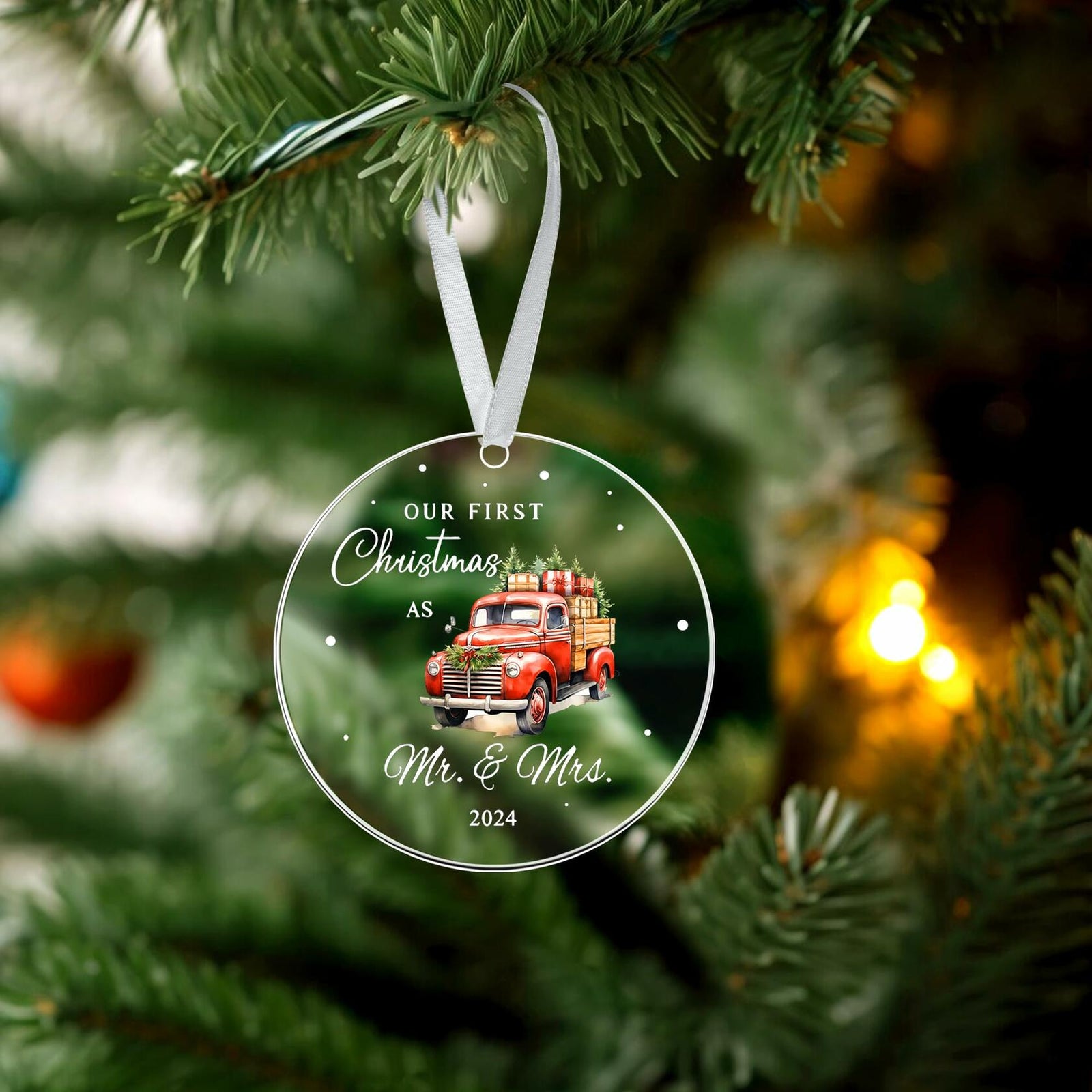 Mr & Mrs Gifts First Married Christmas Ornament 2024 Wedding Gift