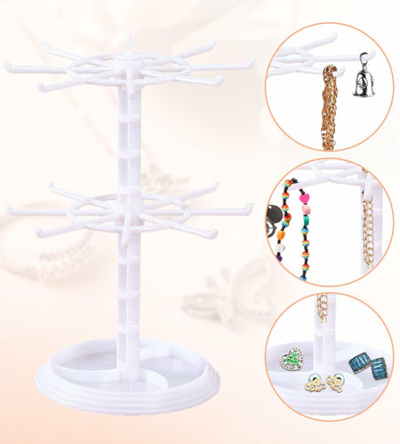 Ysmooiuy 11JJ1 White Rotating Necklace Holder Organizer Jewelry Stand