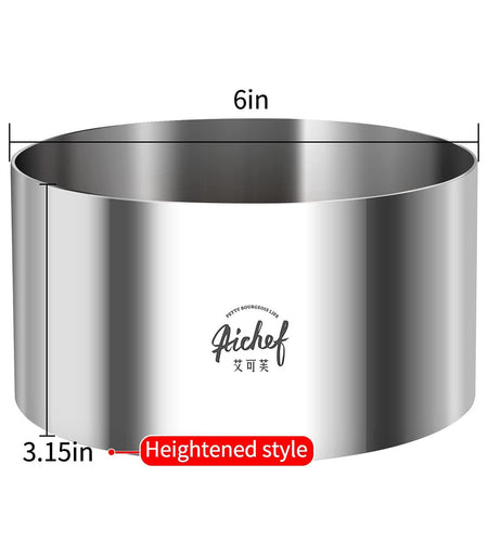 304 Stainless Steel Mousse Cake Ring 6 x 3.15 inch Mirror Finish Seamless