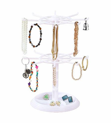 Ysmooiuy 11JJ1 White Rotating Necklace Holder Organizer Jewelry Stand