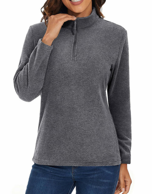 Load image into Gallery viewer, MAGCOMSEN Women's Quarter Zip Pullover Fleece Jacket Grey XL Warm Comfort
