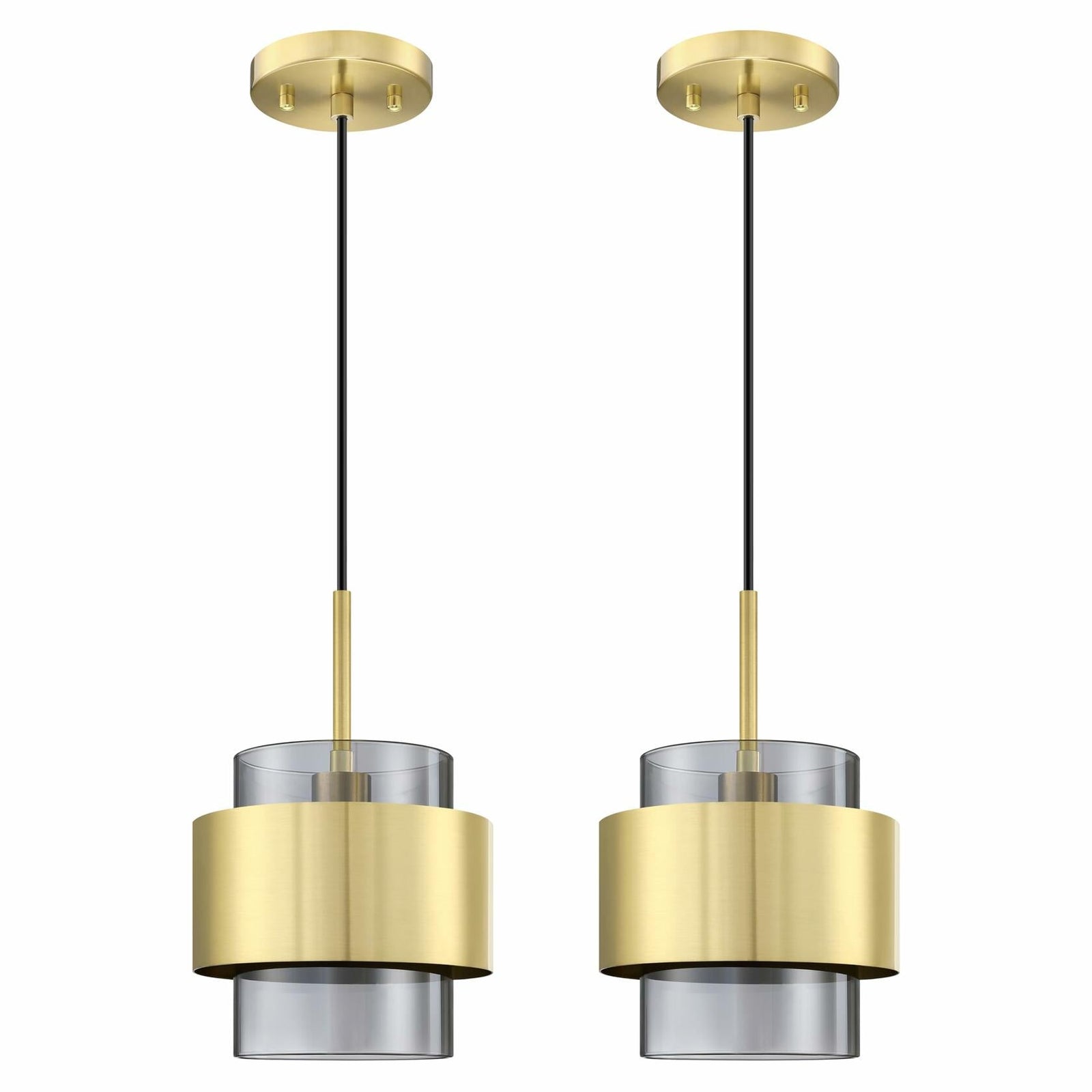Dolaimy 3 Pack 1 Light Kitchen Island Pendant Light 6" Clear Glass Bronze