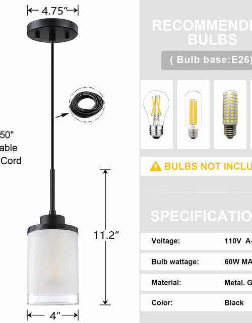 Load image into Gallery viewer, Doraimy 3-Pack 3.9" Grey Glass Pendant Lights Black Finish Modern Farmhouse
