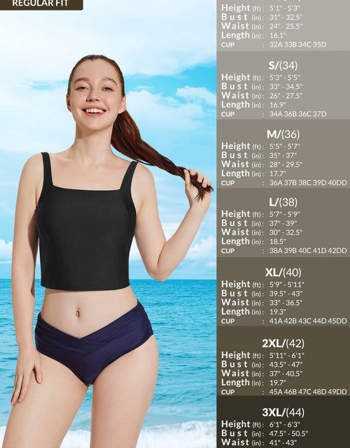 Load image into Gallery viewer, baleaf Women's Black Tankini Swim Top Modest Square Neck Size 42
