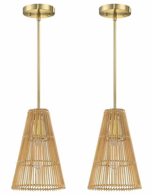 Load image into Gallery viewer, Dolaimi 2 Pack Adjustable Industrial Pendant Light 6.9" Rattan Bronze
