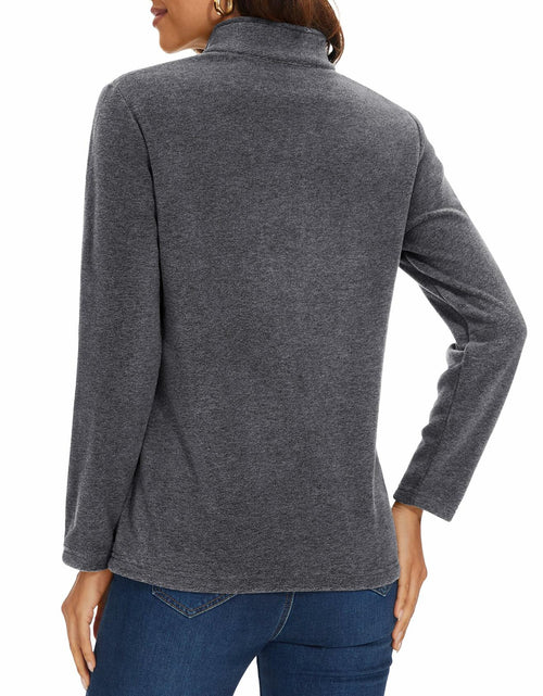 Load image into Gallery viewer, MAGCOMSEN Women's Quarter Zip Pullover Fleece Jacket Grey XL Warm Comfort
