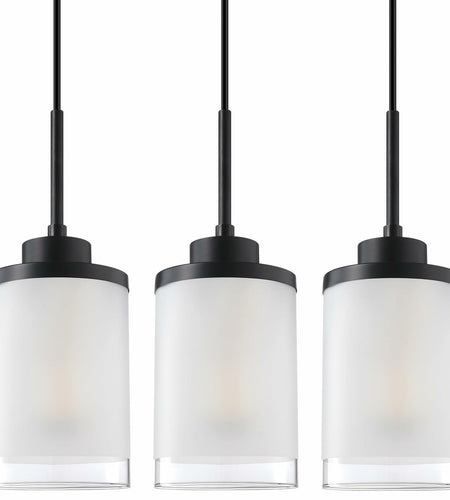 Doraimy 3-Pack 3.9" Grey Glass Pendant Lights Black Finish Modern Farmhouse