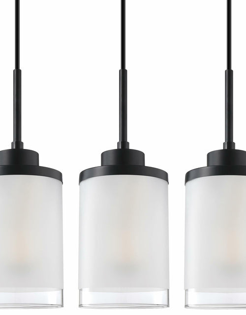 Load image into Gallery viewer, Doraimy 3-Pack 3.9" Grey Glass Pendant Lights Black Finish Modern Farmhouse
