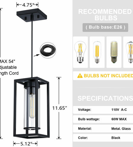RAINLIGHTING 3 Pack Pendant Ceiling Light 6" Grey Glass Black Finish Indoor