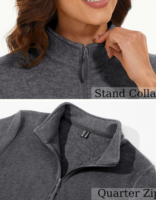 Load image into Gallery viewer, MAGCOMSEN Women's Quarter Zip Pullover Fleece Jacket Grey XL Warm Comfort
