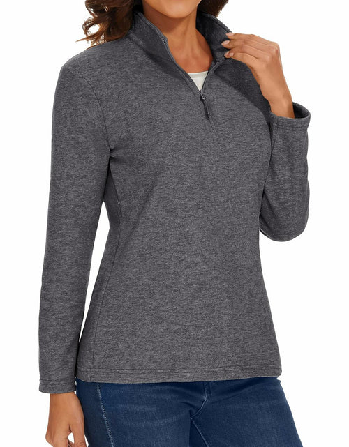 Load image into Gallery viewer, MAGCOMSEN Women's Quarter Zip Pullover Fleece Jacket Grey XL Warm Comfort
