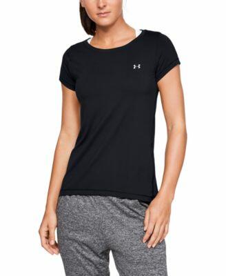 Load image into Gallery viewer, Under Armour HeatGear Athletic Fit Shirt Women Black Metallic Silver Size XS
