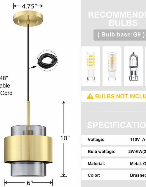 Load image into Gallery viewer, Dolaimy 3 Pack 1 Light Kitchen Island Pendant Light 6" Clear Glass Bronze

