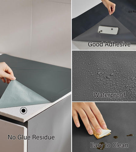LONGYONG Black Peel and Stick Wallpaper 17.7x197in Waterproof Removable