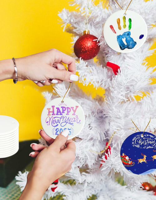 Load image into Gallery viewer, Ceramic Sublimation Ornaments Round 4pcs Bulk Heat Press Blanks Porcelain
