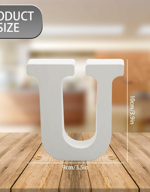 Load image into Gallery viewer, YRONTY 4in White Wooden Letter U Unfinished DIY Crafts Decorative Alphabet
