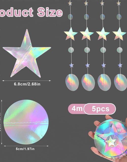 Load image into Gallery viewer, Giantree 65Ft Iridescent Star Circle Dot Garland 5Pcs Wedding Party Decor
