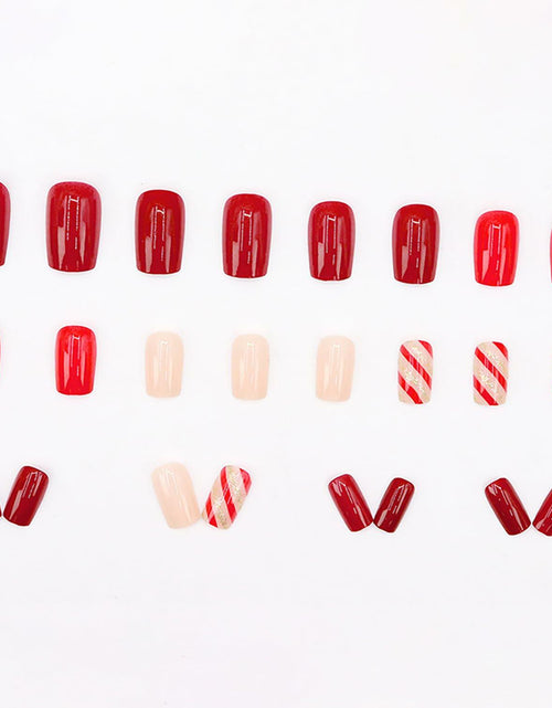 Load image into Gallery viewer, RIICFDD Christmas Press On Nails 24 Pcs White Snowflake Short Square Fake

