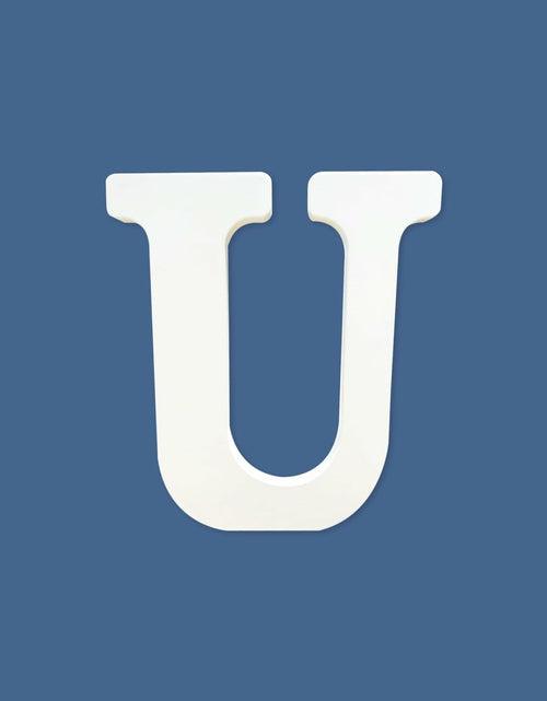 Load image into Gallery viewer, YRONTY 4in White Wooden Letter U Unfinished DIY Crafts Decorative Alphabet
