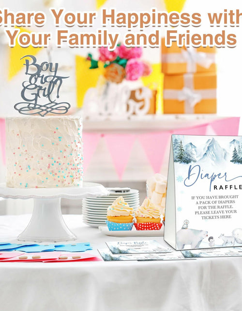 Load image into Gallery viewer, Christmas Baby Shower Game 50 Pink Truck Diaper Raffle Tickets with Sign
