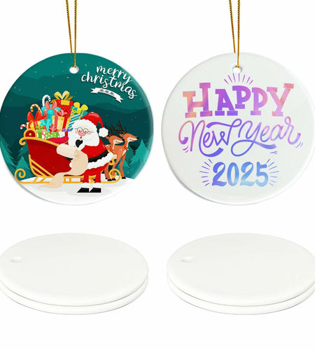 Ceramic Sublimation Ornaments Round 4pcs Bulk Heat Press Blanks Porcelain