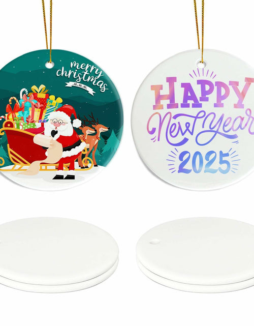 Load image into Gallery viewer, Ceramic Sublimation Ornaments Round 4pcs Bulk Heat Press Blanks Porcelain
