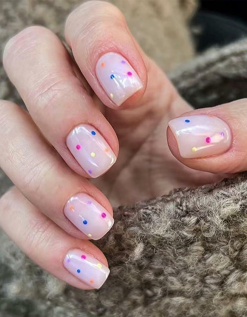 Load image into Gallery viewer, RIICFDD 24pcs Short Square Press On Nails Nude Pink Floral Glossy Style 18
