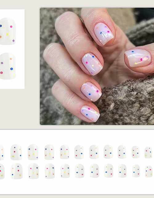 Load image into Gallery viewer, RIICFDD 24pcs Short Square Press On Nails Nude Pink Floral Glossy Style 18
