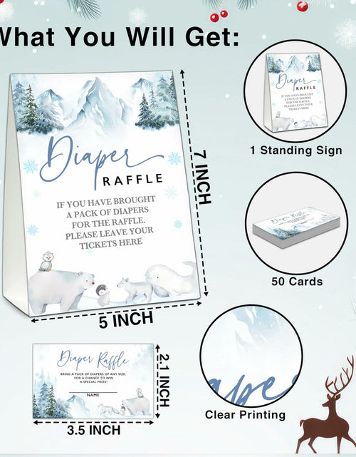 Load image into Gallery viewer, Christmas Baby Shower Game 50 Pink Truck Diaper Raffle Tickets with Sign
