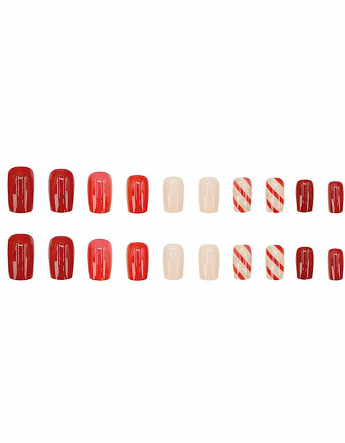 Load image into Gallery viewer, RIICFDD Christmas Press On Nails 24 Pcs White Snowflake Short Square Fake
