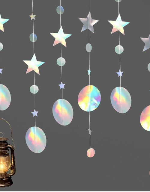 Load image into Gallery viewer, Giantree 65Ft Iridescent Star Circle Dot Garland 5Pcs Wedding Party Decor
