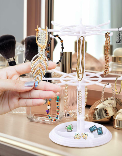Load image into Gallery viewer, Ysmooiuy 11JJ1 White Rotating Necklace Holder Organizer Jewelry Stand

