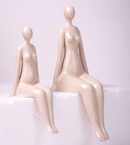 NENBOLEC Woman Statue Figurine White Ceramic 7.1 inch Modern Decor Yoga Gift