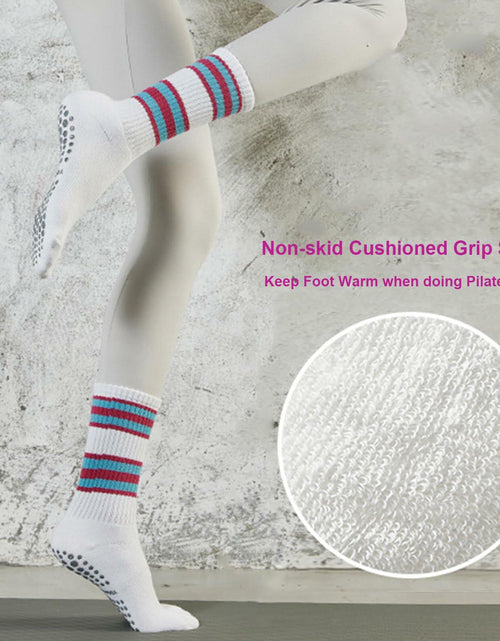Load image into Gallery viewer, JUCHYDii Yoga Socks 3-Pack Black/Grey/White Non-Slip Cushioned Grip
