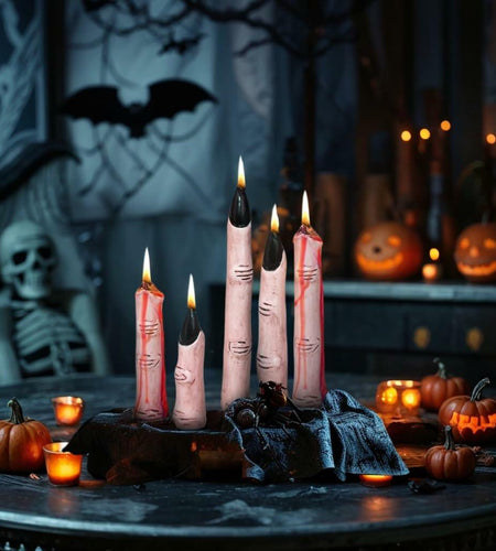 Witch Finger Candles 5 Pack Devil Designs Black Nails Indoor Gothic Decor