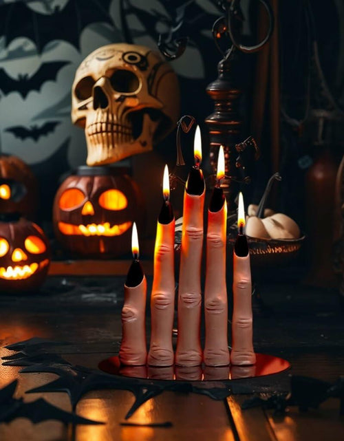 Load image into Gallery viewer, Witch Finger Candles 5 Pack Devil Designs Black Nails Indoor Gothic Decor
