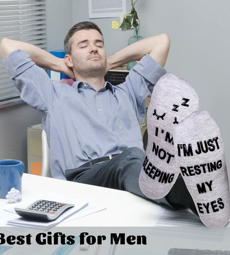 ZXGXLAW Funny 'I'm Not Sleeping' Socks for Dad Men Grandpa – Single Pair