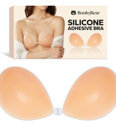BoobyBear Sticky Bra Nude B Cup Strapless Backless Reusable Silicone Bra