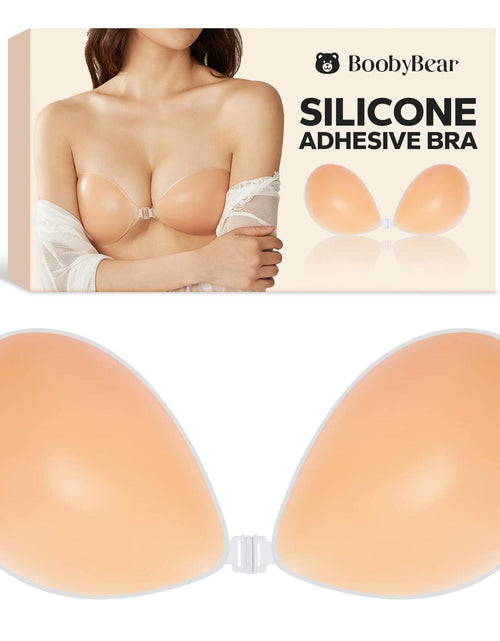 Load image into Gallery viewer, BoobyBear Sticky Bra Nude B Cup Strapless Backless Reusable Silicone Bra
