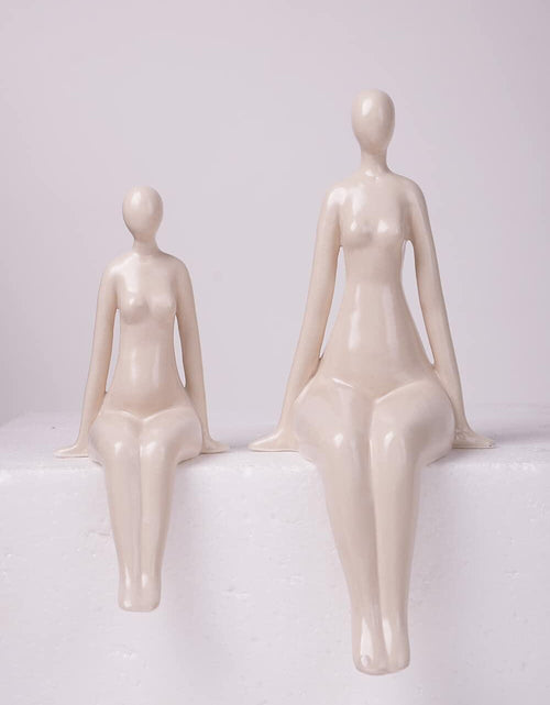 Load image into Gallery viewer, NENBOLEC Woman Statue Figurine White Ceramic 7.1 inch Modern Decor Yoga Gift
