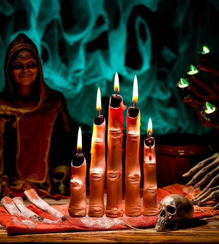 Witch Finger Candles 5 Pack Devil Designs Black Nails Indoor Gothic Decor