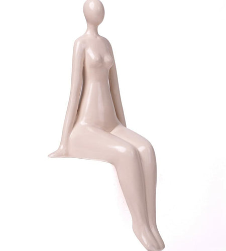 NENBOLEC Woman Statue Figurine White Ceramic 7.1 inch Modern Decor Yoga Gift