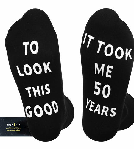 ZXGXLAW Funny Socks Birthday Gift for 50 Old Men Women Dad Mom  - Good 50