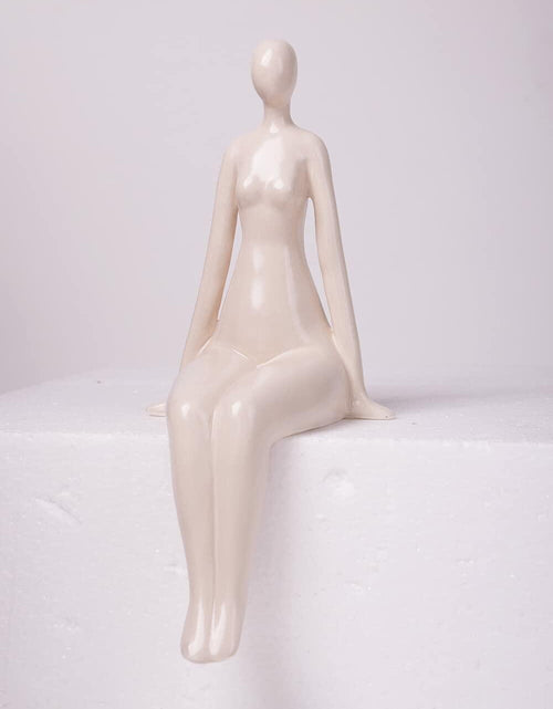 Load image into Gallery viewer, NENBOLEC Woman Statue Figurine White Ceramic 7.1 inch Modern Decor Yoga Gift
