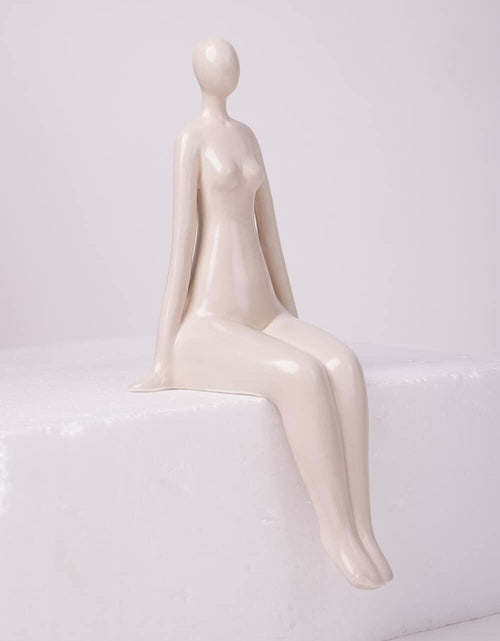 Load image into Gallery viewer, NENBOLEC Woman Statue Figurine White Ceramic 7.1 inch Modern Decor Yoga Gift
