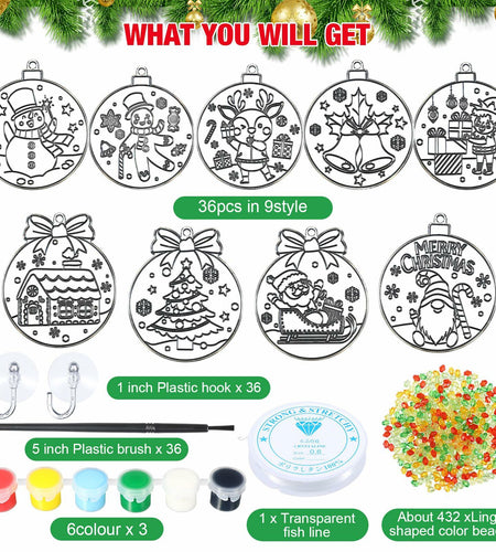Capoda 36 Sets Christmas Suncatchers Ornaments DIY Art Elegant Decorations