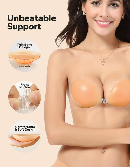 Load image into Gallery viewer, BoobyBear Sticky Bra Nude B Cup Strapless Backless Reusable Silicone Bra
