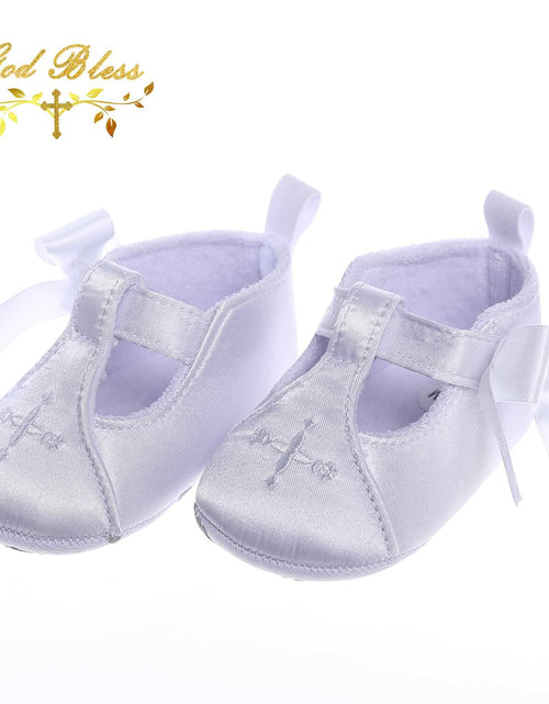 Load image into Gallery viewer, Booulfi Baby Girls Baptism Christening Shoes Booties White Size 12-18 Months
