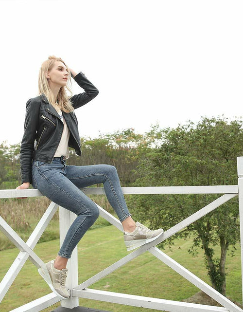 Load image into Gallery viewer, Gold High Heel Wedge Sneakers SM1-GOLD-6.5A Women Lace Up New
