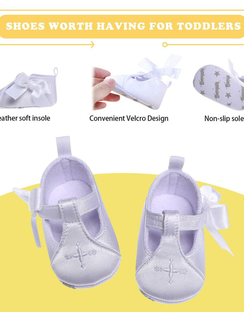 Load image into Gallery viewer, Booulfi Baby Girls Baptism Christening Shoes Booties White Size 12-18 Months
